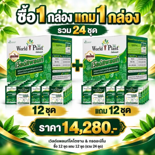 เวิลด์แพลนท์ไคโตซาน & กรดอะมิโน ซื้อ 12 ชุด แถมฟรี! 12 ชุด